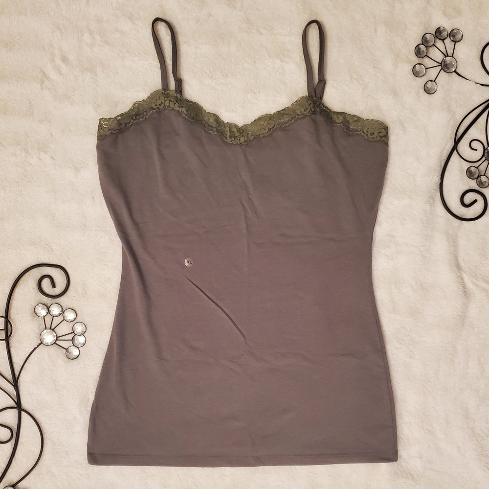 Gray lace trim cami